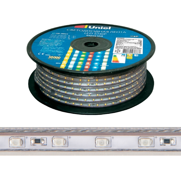    ULS-2835-60LED/m-10mm-IP67-220V-8W/m-50M-W 